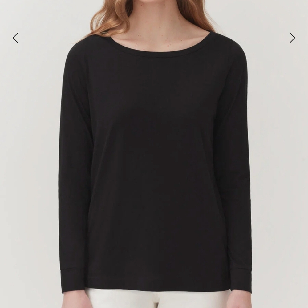 Cuyana Pima Boatneck Long Sleeve Tee Size Medium